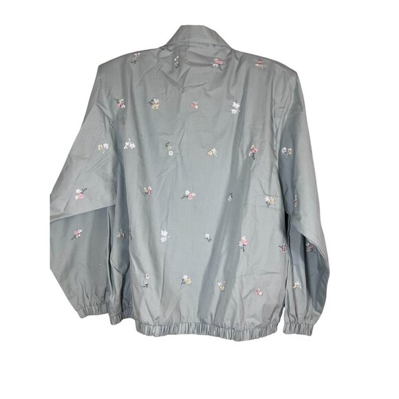 Retro Floral Embroidered Jacket M Green Preppy Retro Pastel 90s Casual Cottage - Picture 10 of 12